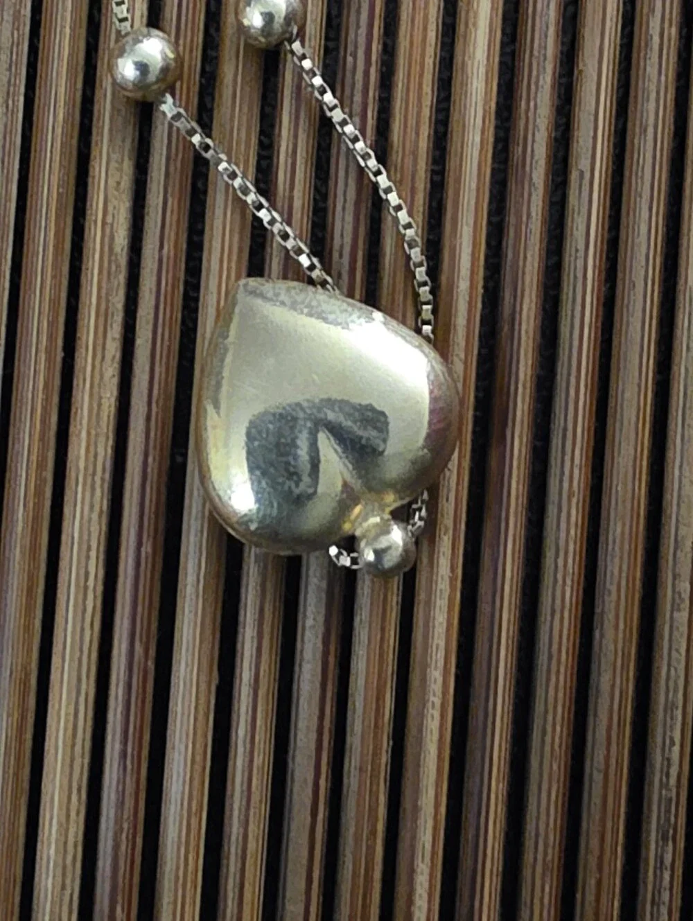 14k Puff Heart Yellow Gold Necklace (Vintage)